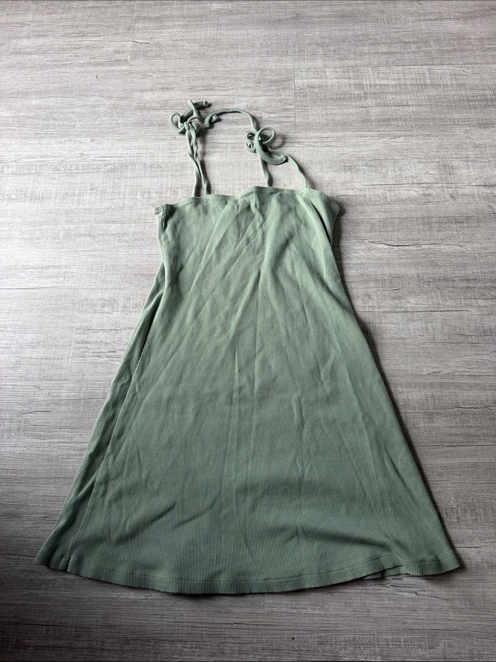 Forever 21 Sage Green Knit Tie-Shoulder Mini Dress